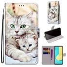 For LG Stylo 7 5G Coloured Drawing Cross Texture Horizontal Flip PU Leather Case with Holder & Card Slots & Wallet & Lanyard(Big Cat Holding Kitten) - 1