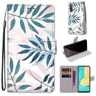 For LG Stylo 7 5G Coloured Drawing Cross Texture Horizontal Flip PU Leather Case with Holder & Card Slots & Wallet & Lanyard(Pink Green Leaf) - 1