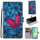For LG Stylo 7 5G Coloured Drawing Cross Texture Horizontal Flip PU Leather Case with Holder & Card Slots & Wallet & Lanyard(Blue Red Butterfly) - 1