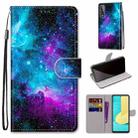 For LG Stylo 7 5G Coloured Drawing Cross Texture Horizontal Flip PU Leather Case with Holder & Card Slots & Wallet & Lanyard(Purple Green Starry Sky) - 1