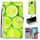 For Motorola Moto E7 Coloured Drawing Cross Texture Horizontal Flip PU Leather Case with Holder & Card Slots & Wallet & Lanyard(Green Lemon) - 1