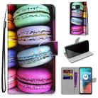 For Motorola Moto E7 Coloured Drawing Cross Texture Horizontal Flip PU Leather Case with Holder & Card Slots & Wallet & Lanyard(Colorful Cakes) - 1