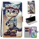 For Motorola Moto G 5G Coloured Drawing Cross Texture Horizontal Flip PU Leather Case with Holder & Card Slots & Wallet & Lanyard(Leather Shoes Cat) - 1