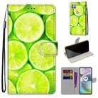 For Motorola Moto G 5G Coloured Drawing Cross Texture Horizontal Flip PU Leather Case with Holder & Card Slots & Wallet & Lanyard(Green Lemon) - 1