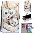 For Motorola Moto G 5G Coloured Drawing Cross Texture Horizontal Flip PU Leather Case with Holder & Card Slots & Wallet & Lanyard(Big Cat Holding Kitten) - 1