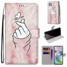 For Motorola Moto G 5G Coloured Drawing Cross Texture Horizontal Flip PU Leather Case with Holder & Card Slots & Wallet & Lanyard(Pink Hands Heart) - 1