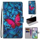 For Motorola Moto G 5G Coloured Drawing Cross Texture Horizontal Flip PU Leather Case with Holder & Card Slots & Wallet & Lanyard(Blue Red Butterfly) - 1