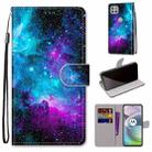 For Motorola Moto G 5G Coloured Drawing Cross Texture Horizontal Flip PU Leather Case with Holder & Card Slots & Wallet & Lanyard(Purple Green Starry Sky) - 1
