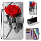 For Motorola Moto G 5G Plus Coloured Drawing Cross Texture Horizontal Flip PU Leather Case with Holder & Card Slots & Wallet & Lanyard(Wood Red Rose) - 1