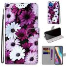 For Motorola Moto G 5G Plus Coloured Drawing Cross Texture Horizontal Flip PU Leather Case with Holder & Card Slots & Wallet & Lanyard(Chrysanthemum Pink White Purple) - 1