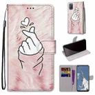 For OPPO A52 / A92 / A72 Coloured Drawing Cross Texture Horizontal Flip PU Leather Case with Holder & Card Slots & Wallet & Lanyard(Pink Hands Heart) - 1