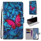 For OPPO A52 / A92 / A72 Coloured Drawing Cross Texture Horizontal Flip PU Leather Case with Holder & Card Slots & Wallet & Lanyard(Blue Red Butterfly) - 1