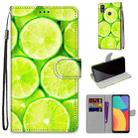 For Alcatel 1L (2021) Coloured Drawing Cross Texture Horizontal Flip PU Leather Case with Holder & Card Slots & Wallet & Lanyard(Green Lemon) - 1