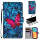For Alcatel 1L (2021) Coloured Drawing Cross Texture Horizontal Flip PU Leather Case with Holder & Card Slots & Wallet & Lanyard(Blue Red Butterfly) - 1