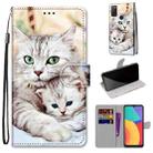 For Alcatel 1S (2021) Coloured Drawing Cross Texture Horizontal Flip PU Leather Case with Holder & Card Slots & Wallet & Lanyard(Big Cat Holding Kitten) - 1