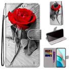 For Xiaomi Redmi Note 9 5G / Note 9T Coloured Drawing Cross Texture Horizontal Flip PU Leather Case with Holder & Card Slots & Wallet & Lanyard(Wood Red Rose) - 1