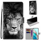 For Xiaomi Redmi Note 9 5G / Note 9T Coloured Drawing Cross Texture Horizontal Flip PU Leather Case with Holder & Card Slots & Wallet & Lanyard(Black White Lion Head) - 1