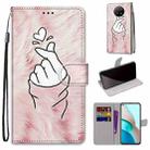 For Xiaomi Redmi Note 9 5G / Note 9T Coloured Drawing Cross Texture Horizontal Flip PU Leather Case with Holder & Card Slots & Wallet & Lanyard(Pink Hands Heart) - 1