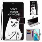 For Xiaomi Redmi Note 9 5G / Note 9T Coloured Drawing Cross Texture Horizontal Flip PU Leather Case with Holder & Card Slots & Wallet & Lanyard(Middle Finger White Cat) - 1