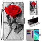 For Motorola Moto G8 Coloured Drawing Cross Texture Horizontal Flip PU Leather Case with Holder & Card Slots & Wallet & Lanyard(Wood Red Rose) - 1