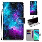 For Motorola Moto G8 Coloured Drawing Cross Texture Horizontal Flip PU Leather Case with Holder & Card Slots & Wallet & Lanyard(Purple Green Starry Sky) - 1