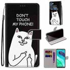 For Motorola Moto G8 Coloured Drawing Cross Texture Horizontal Flip PU Leather Case with Holder & Card Slots & Wallet & Lanyard(Middle Finger White Cat) - 1