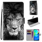 For Motorola Moto G8 Power Coloured Drawing Cross Texture Horizontal Flip PU Leather Case with Holder & Card Slots & Wallet & Lanyard(Black White Lion Head) - 1