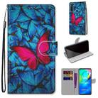 For Motorola Moto G8 Power Coloured Drawing Cross Texture Horizontal Flip PU Leather Case with Holder & Card Slots & Wallet & Lanyard(Blue Red Butterfly) - 1