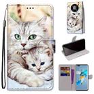 For Huawei Mate 40 Pro Coloured Drawing Cross Texture Horizontal Flip PU Leather Case with Holder & Card Slots & Wallet & Lanyard(Big Cat Holding Kitten) - 1