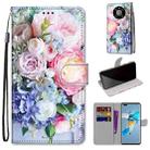 For Huawei Mate 40 Pro Coloured Drawing Cross Texture Horizontal Flip PU Leather Case with Holder & Card Slots & Wallet & Lanyard(Light Pink Bouquet) - 1