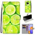 For Huawei Y9a Coloured Drawing Cross Texture Horizontal Flip PU Leather Case with Holder & Card Slots & Wallet & Lanyard(Green Lemon) - 1