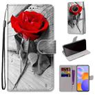 For Huawei Y9a Coloured Drawing Cross Texture Horizontal Flip PU Leather Case with Holder & Card Slots & Wallet & Lanyard(Wood Red Rose) - 1