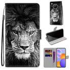 For Huawei Y9a Coloured Drawing Cross Texture Horizontal Flip PU Leather Case with Holder & Card Slots & Wallet & Lanyard(Black White Lion Head) - 1