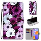 For Huawei Y9a Coloured Drawing Cross Texture Horizontal Flip PU Leather Case with Holder & Card Slots & Wallet & Lanyard(Chrysanthemum Pink White Purple) - 1