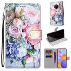 For Huawei Y9a Coloured Drawing Cross Texture Horizontal Flip PU Leather Case with Holder & Card Slots & Wallet & Lanyard(Light Pink Bouquet) - 1