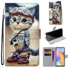 For Honor 10X Lite Coloured Drawing Cross Texture Horizontal Flip PU Leather Case with Holder & Card Slots & Wallet & Lanyard(Leather Shoes Cat) - 1