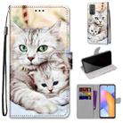 For Honor 10X Lite Coloured Drawing Cross Texture Horizontal Flip PU Leather Case with Holder & Card Slots & Wallet & Lanyard(Big Cat Holding Kitten) - 1