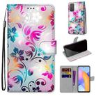 For Honor 10X Lite Coloured Drawing Cross Texture Horizontal Flip PU Leather Case with Holder & Card Slots & Wallet & Lanyard(Gradient Colorful Flower) - 1