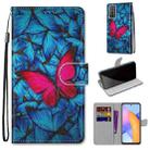 For Honor 10X Lite Coloured Drawing Cross Texture Horizontal Flip PU Leather Case with Holder & Card Slots & Wallet & Lanyard(Blue Red Butterfly) - 1