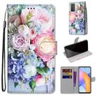 For Honor 10X Lite Coloured Drawing Cross Texture Horizontal Flip PU Leather Case with Holder & Card Slots & Wallet & Lanyard(Light Pink Bouquet) - 1