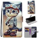 For Nokia 2.4 Coloured Drawing Cross Texture Horizontal Flip PU Leather Case with Holder & Card Slots & Wallet & Lanyard(Leather Shoes Cat) - 1