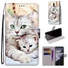 For Nokia 2.4 Coloured Drawing Cross Texture Horizontal Flip PU Leather Case with Holder & Card Slots & Wallet & Lanyard(Big Cat Holding Kitten) - 1