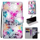 For Nokia 2.4 Coloured Drawing Cross Texture Horizontal Flip PU Leather Case with Holder & Card Slots & Wallet & Lanyard(Gradient Colorful Flower) - 1