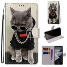 For Nokia 2.4 Coloured Drawing Cross Texture Horizontal Flip PU Leather Case with Holder & Card Slots & Wallet & Lanyard(Golden Chain Grey Cat) - 1