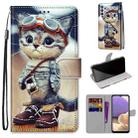 For Samsung Galaxy A32 5G Coloured Drawing Cross Texture Horizontal Flip PU Leather Case with Holder & Card Slots & Wallet & Lanyard(Leather Shoes Cat) - 1