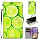 For Samsung Galaxy A32 5G Coloured Drawing Cross Texture Horizontal Flip PU Leather Case with Holder & Card Slots & Wallet & Lanyard(Green Lemon) - 1