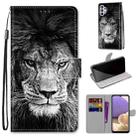 For Samsung Galaxy A32 5G Coloured Drawing Cross Texture Horizontal Flip PU Leather Case with Holder & Card Slots & Wallet & Lanyard(Black White Lion Head) - 1