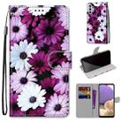 For Samsung Galaxy A32 5G Coloured Drawing Cross Texture Horizontal Flip PU Leather Case with Holder & Card Slots & Wallet & Lanyard(Chrysanthemum Pink White Purple) - 1