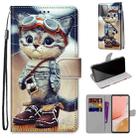 For Samsung Galaxy A72 5G / 4G Coloured Drawing Cross Texture Horizontal Flip PU Leather Case with Holder & Card Slots & Wallet & Lanyard(Leather Shoes Cat) - 1
