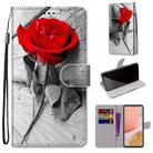 For Samsung Galaxy A72 5G / 4G Coloured Drawing Cross Texture Horizontal Flip PU Leather Case with Holder & Card Slots & Wallet & Lanyard(Wood Red Rose) - 1